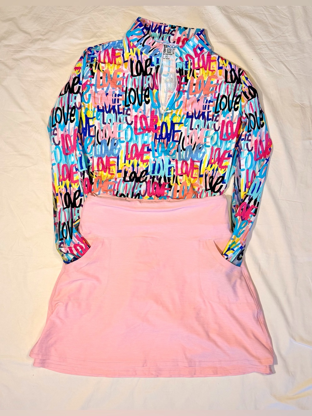 IBKUL Love Print Half Zip Pull Over Shirt - Picture 5 of 12